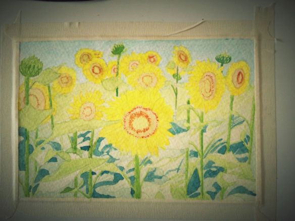 Sunflower Watercolor, complete